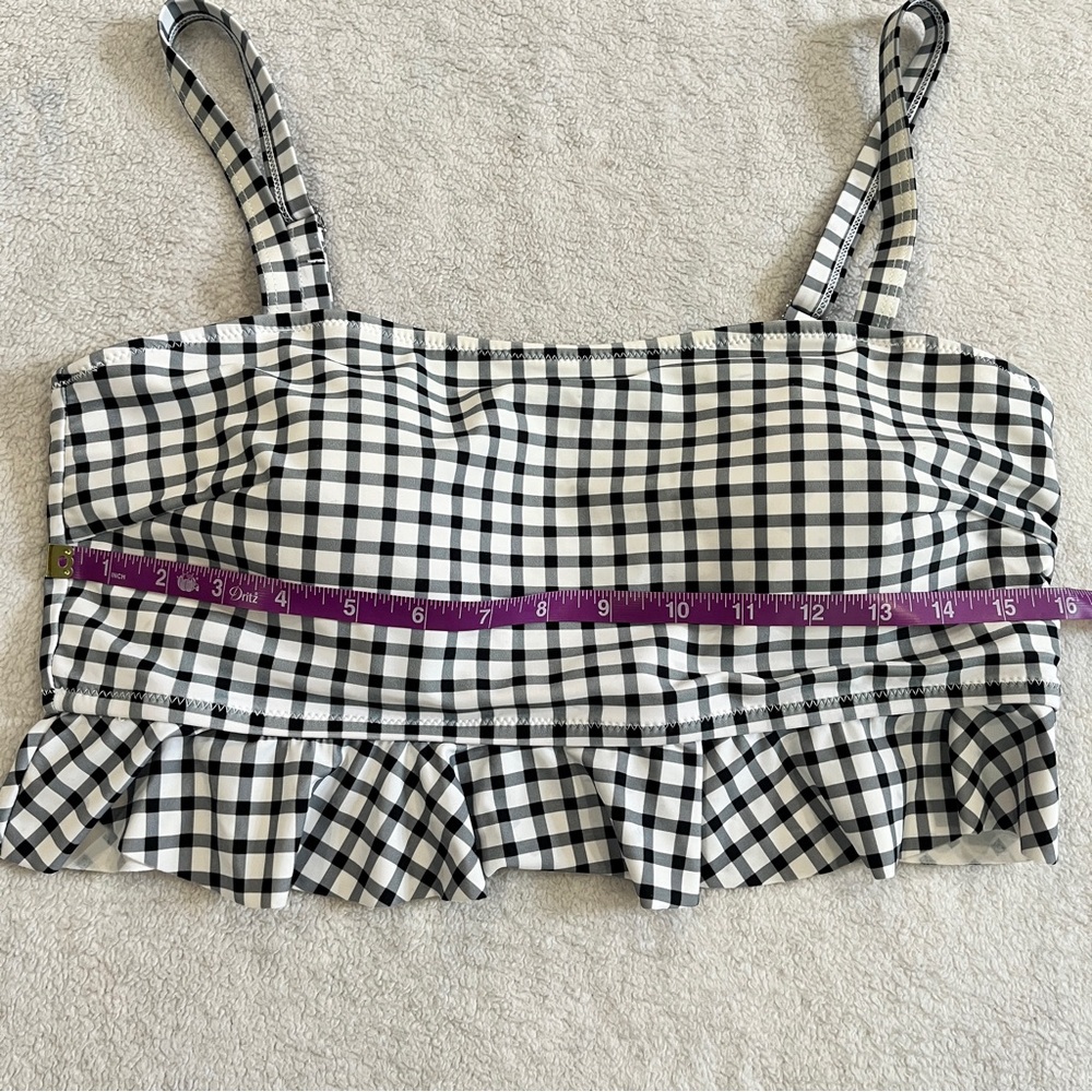 Womens Padded Gingham Ruffle Bikini Swim Top Black/White Classic Size XXL 2XL - Picture 9 of 10